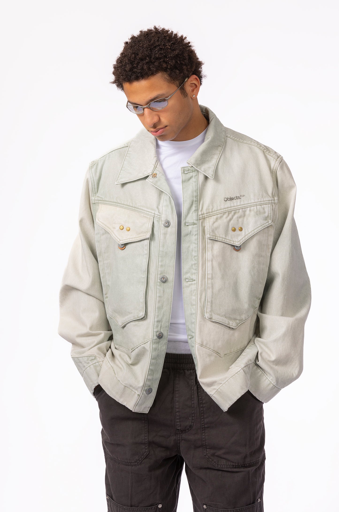 OBJECTS IV LIFE Logo Embroidered Denim Jacket
