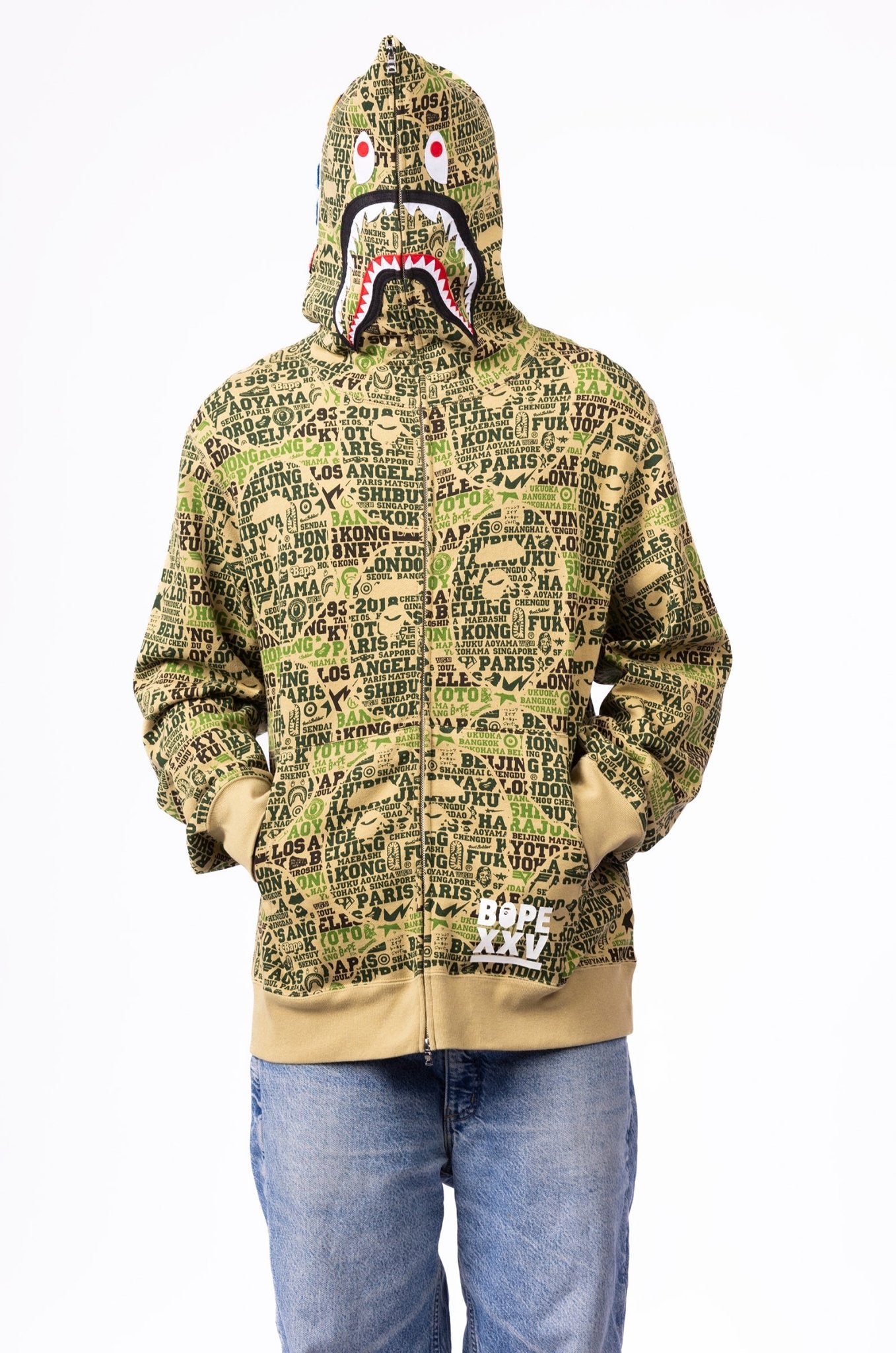 BAPE XXV Cities Camo Shark Full Zip Hoodie - supergl0rious