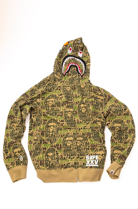 BAPE XXV Cities Camo Shark Full Zip Hoodie - supergl0rious