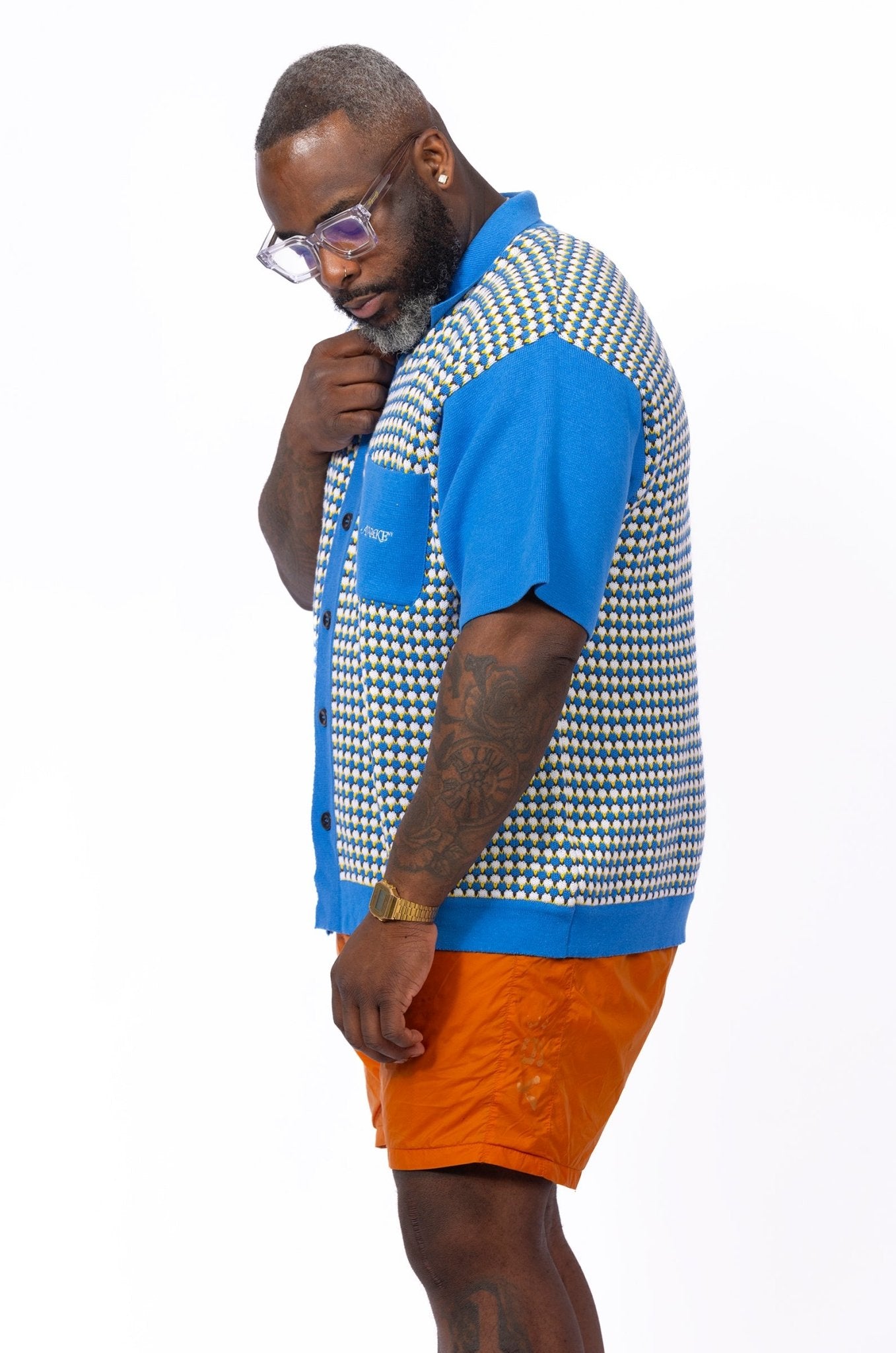 Knit Crochet Short Sleeve Button Down by AWAKE - supergl0rious