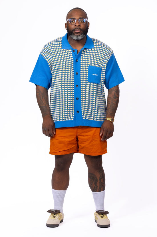 Knit Crochet Short Sleeve Button Down by AWAKE - supergl0rious
