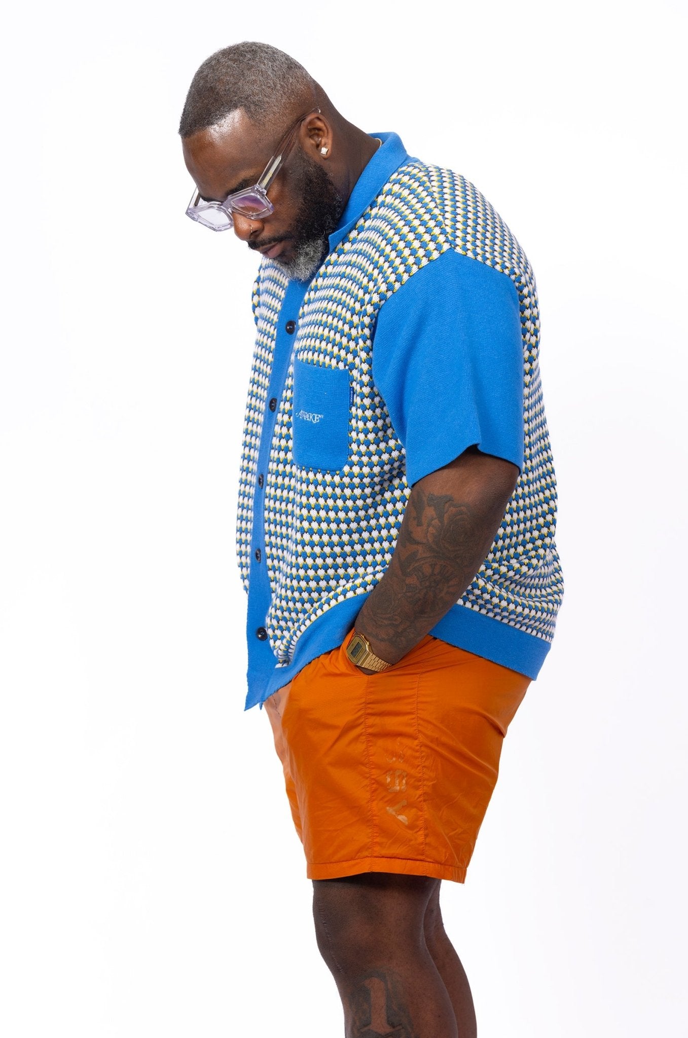 Knit Crochet Short Sleeve Button Down by AWAKE - supergl0rious
