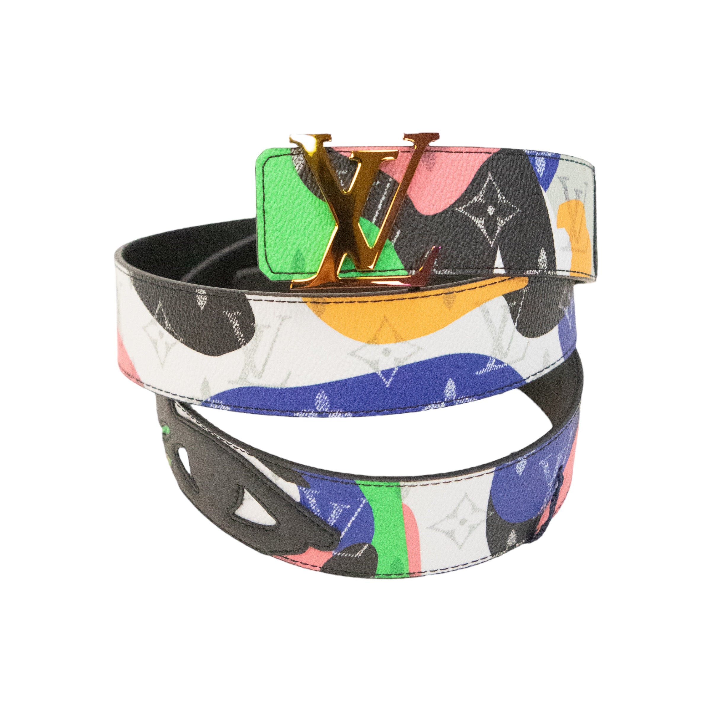 Louis Vuitton x Kid Super Initials 40mm Reversible Belt showing off more of the actual belt details