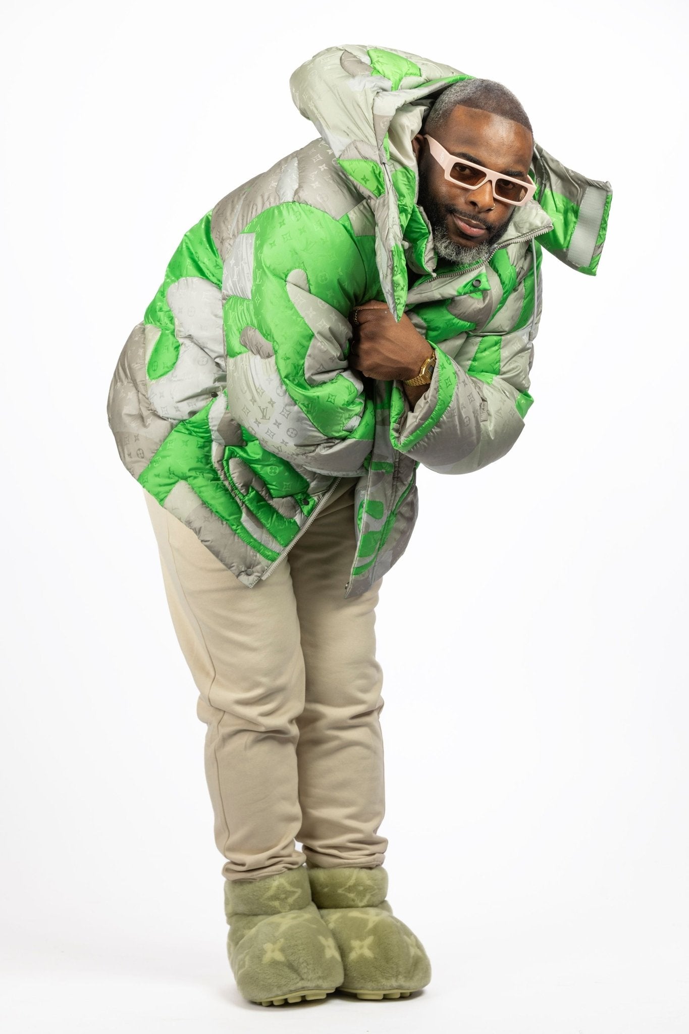 Louis Vuitton Kid Super Studios Patchwork Portrait Down Jacket - supergl0rious