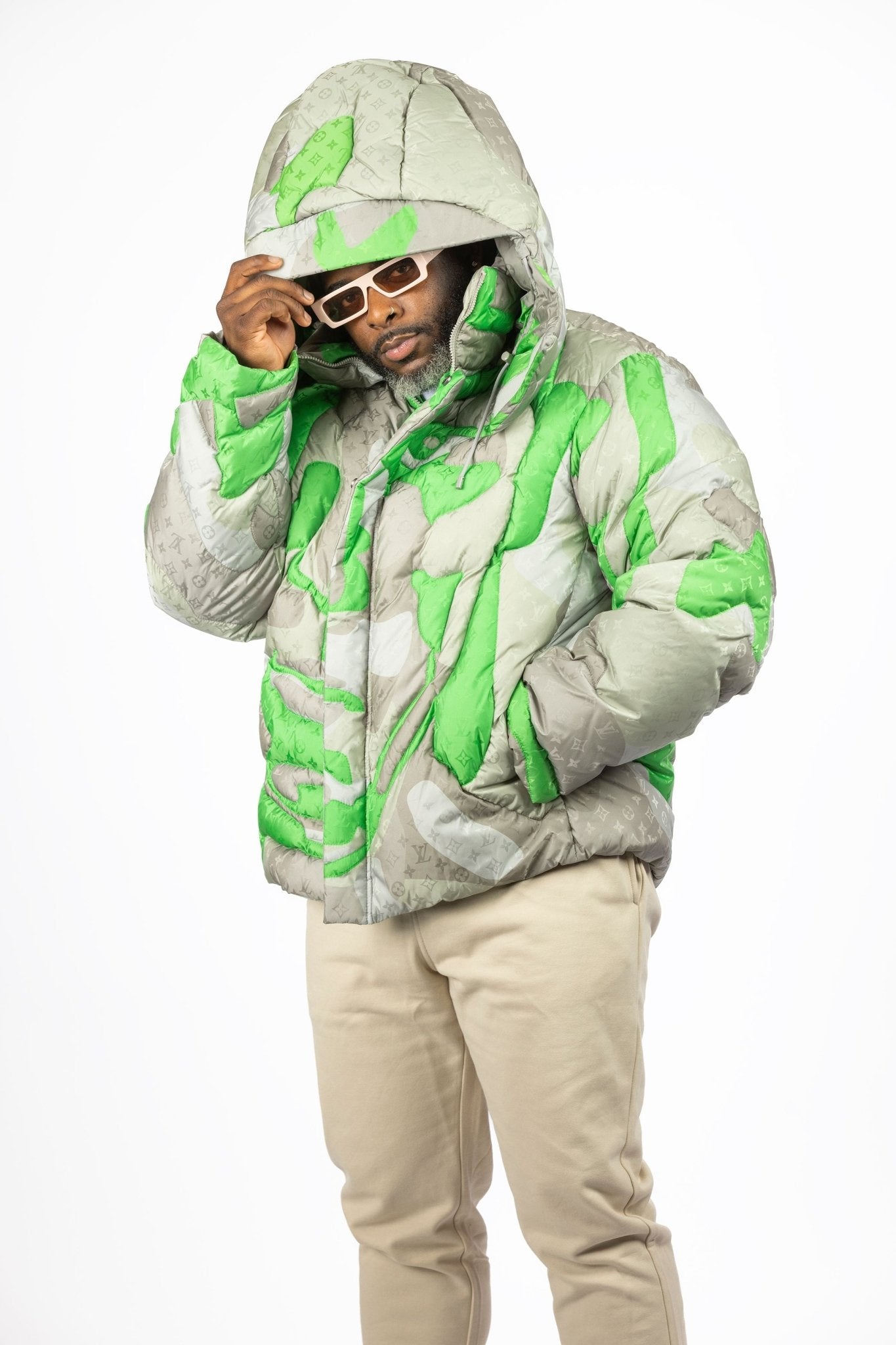 Louis Vuitton Kid Super Studios Patchwork Portrait Down Jacket - supergl0rious