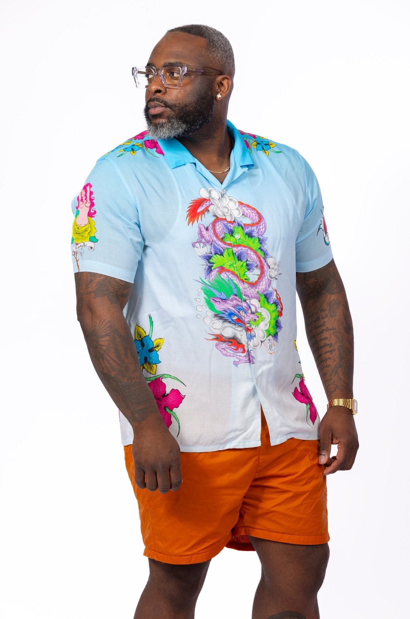 Palace Inky Shirt Blue/Orange XL Streetwear Shirt – supergl0rious