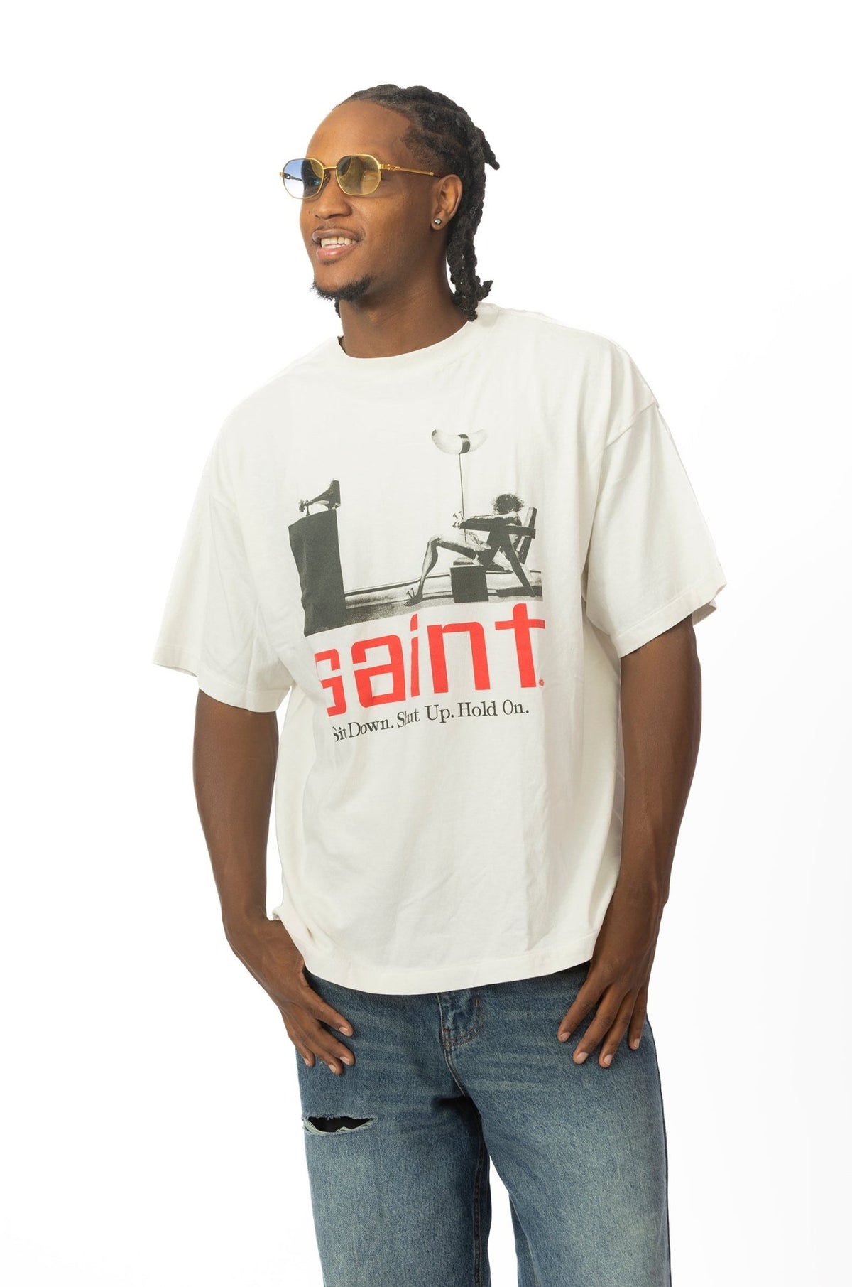 Saint Michael Graphic Print T-Shirt White XXL – supergl0rious