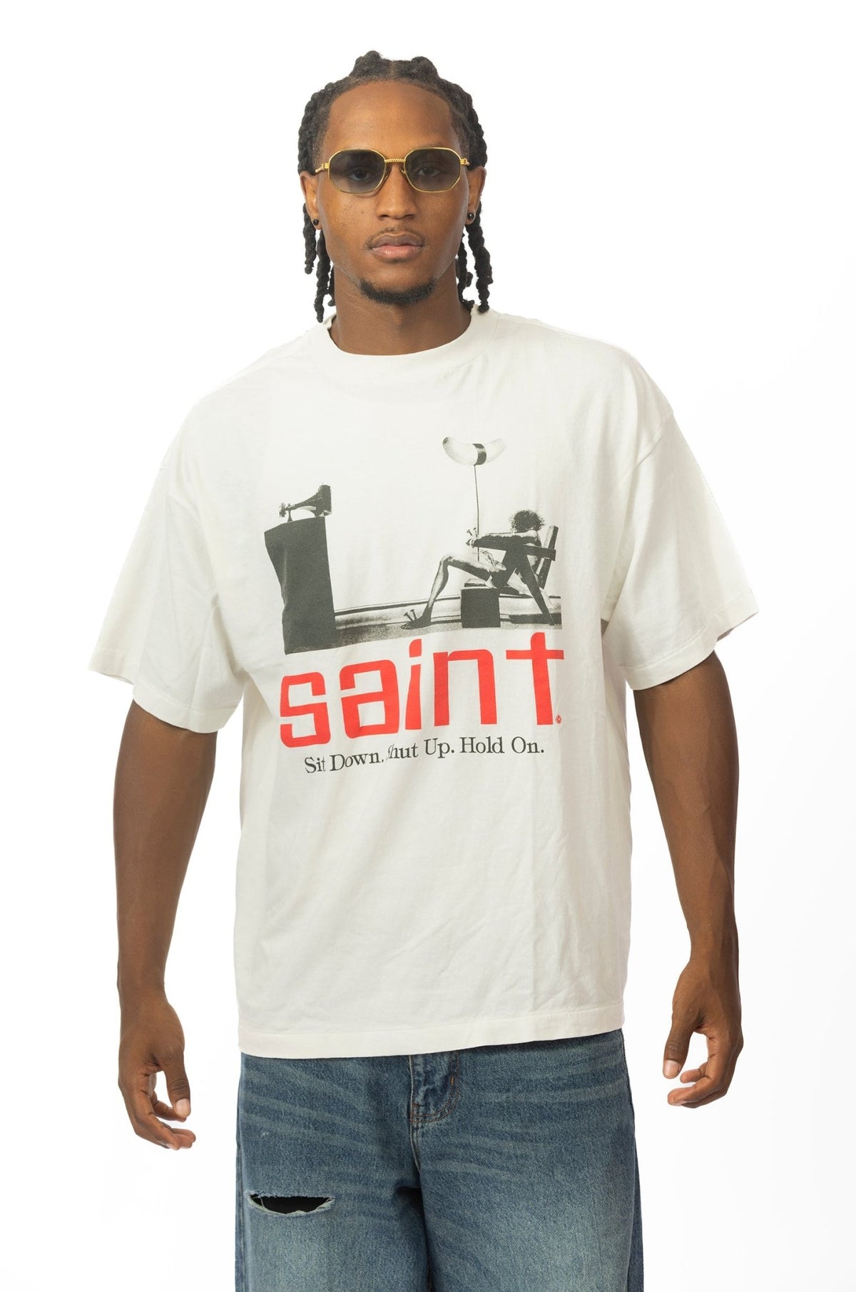 Saint Michael Graphic Print T-Shirt White XXL – supergl0rious