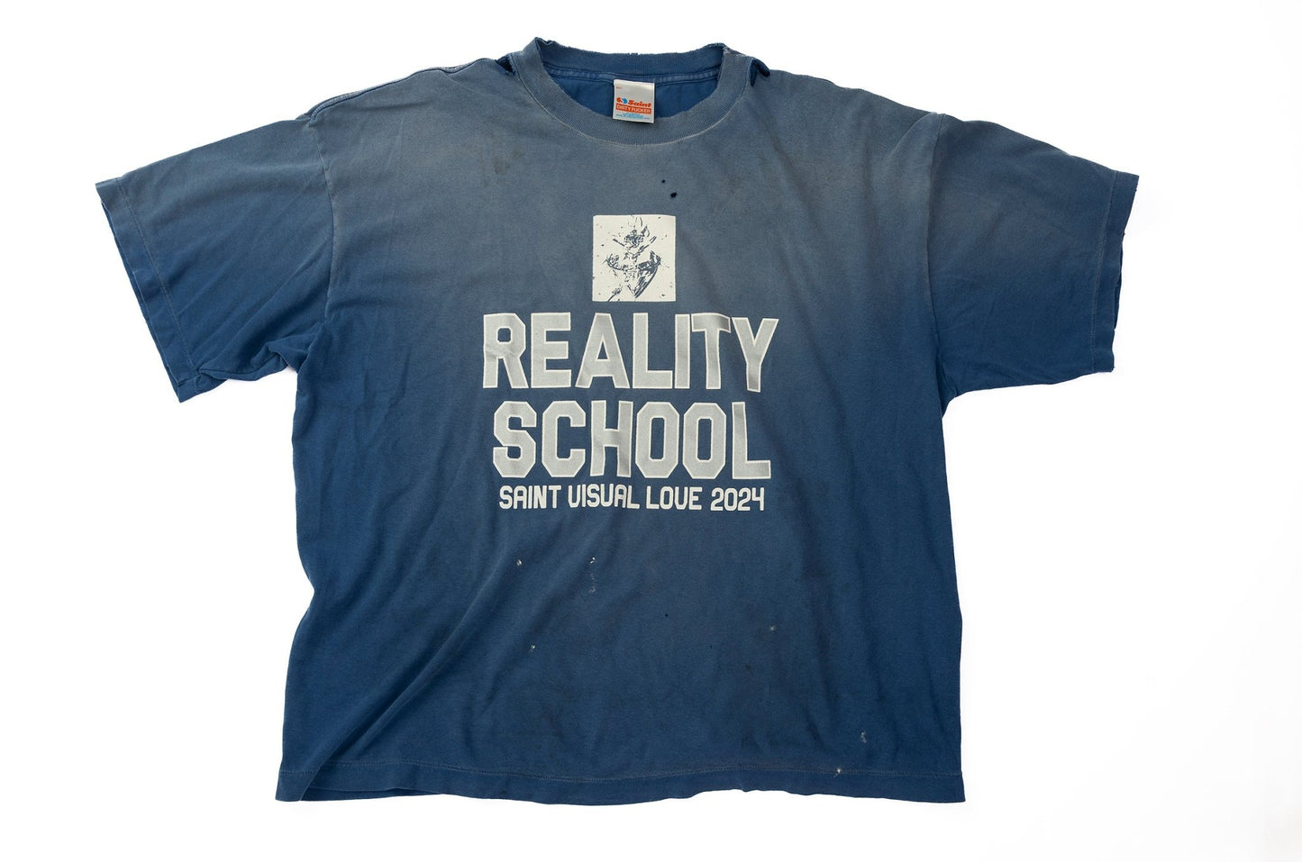 Saint Michael "Reality School" Distressed Printed Cotton Jersey T-Shirt - supergl0rious