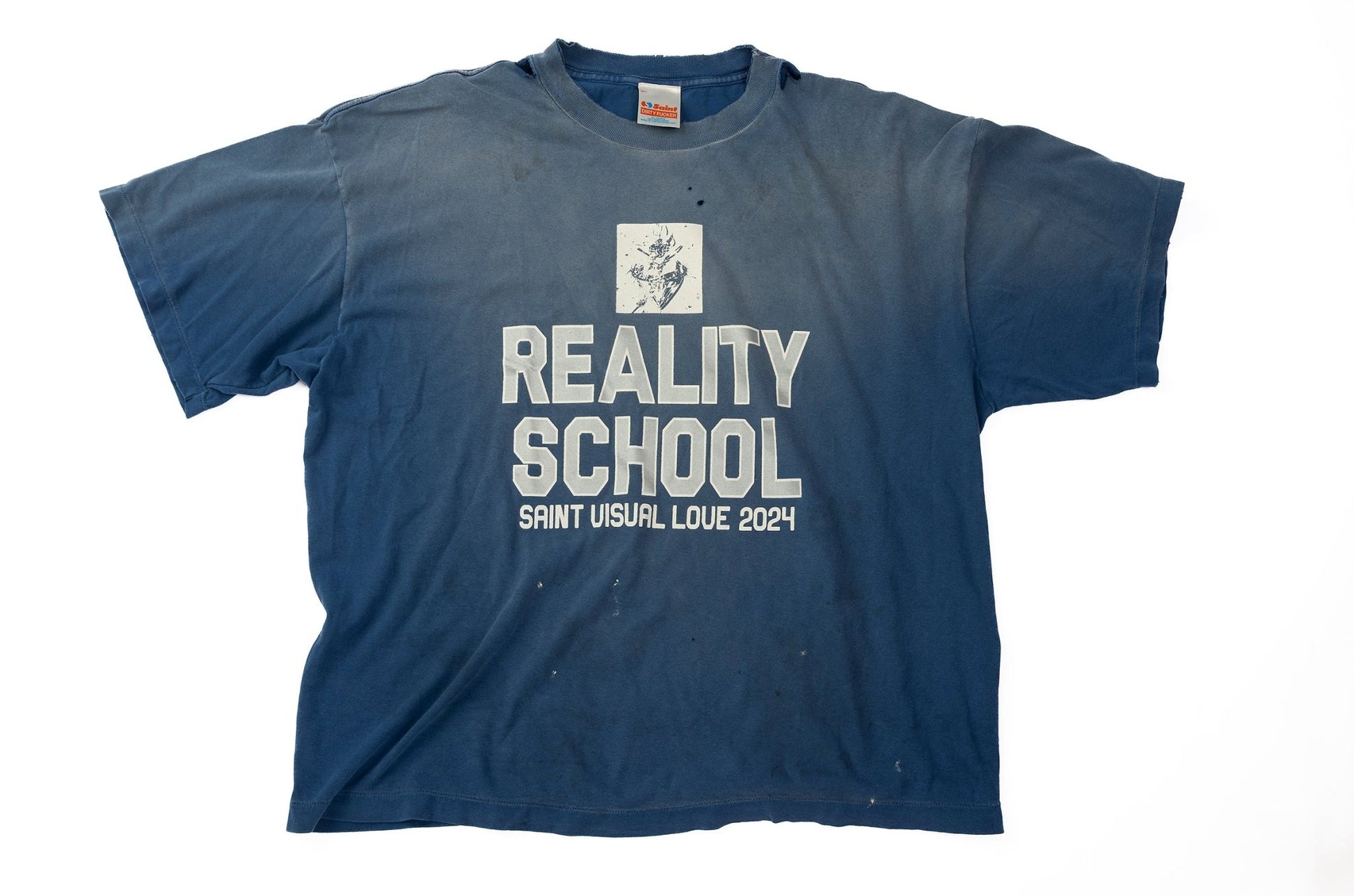 Saint Michael "Reality School" Distressed Printed Cotton Jersey T-Shirt - supergl0rious