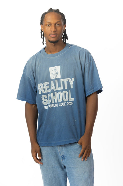 Saint Michael "Reality School" Distressed Printed Cotton Jersey T-Shirt - supergl0rious
