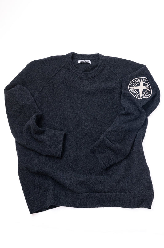 Stone Island Logo Embroidered Mock Crew Neck - supergl0rious