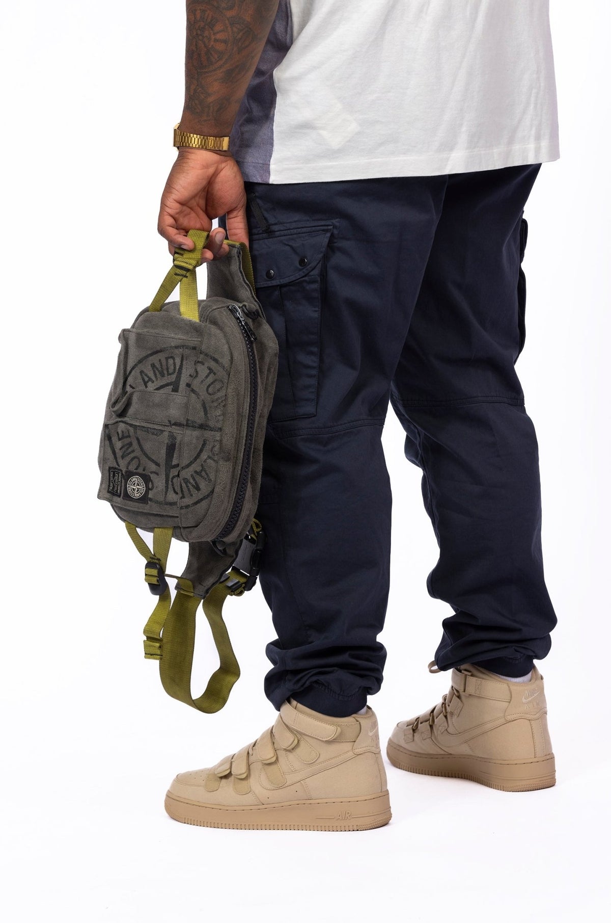 Stone Island x Porter Man Made Suede Bag Green – supergl0rious