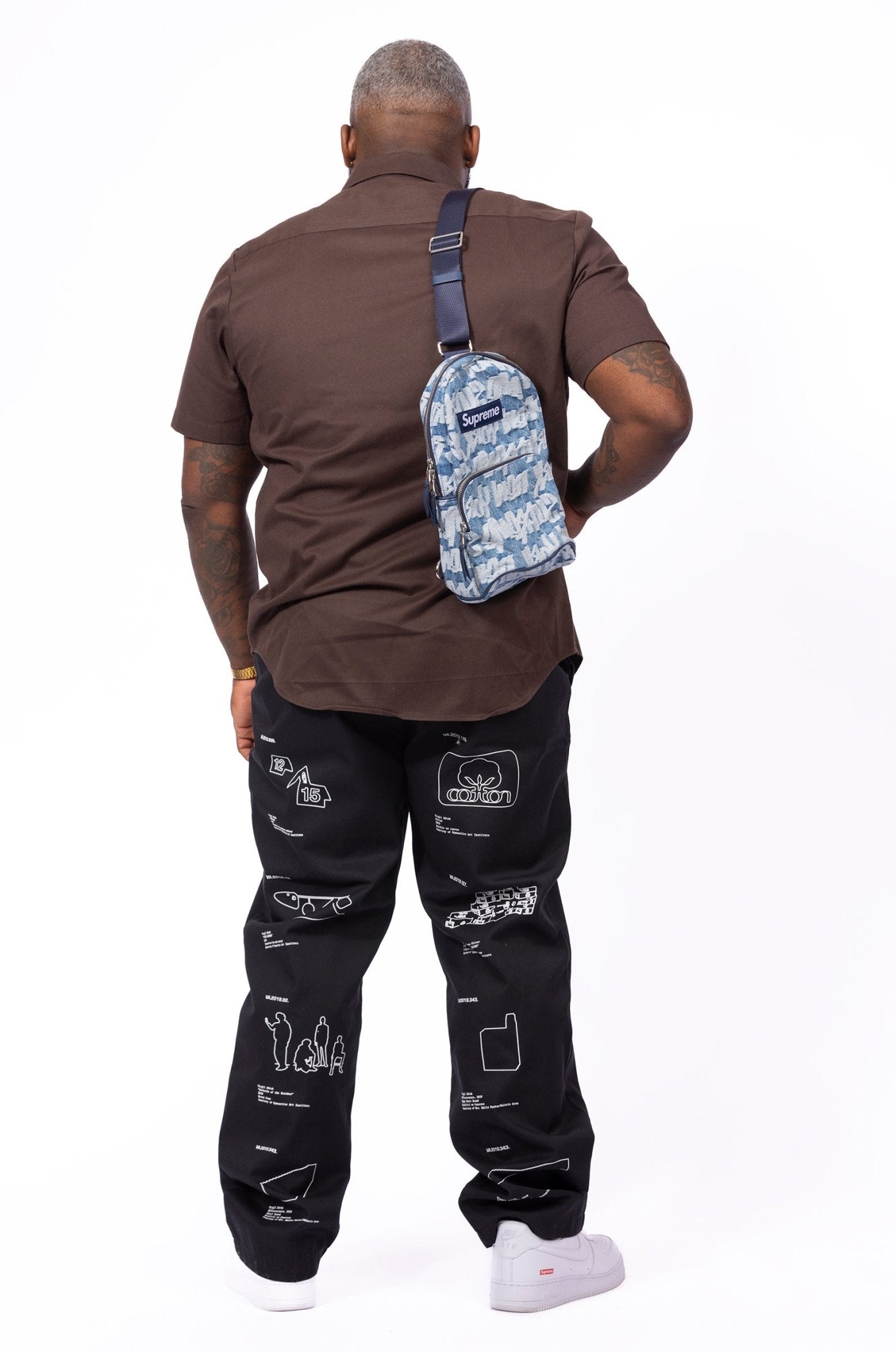Supreme Fat Tip Jacquard Denim Sling Bag Blue - supergl0rious
