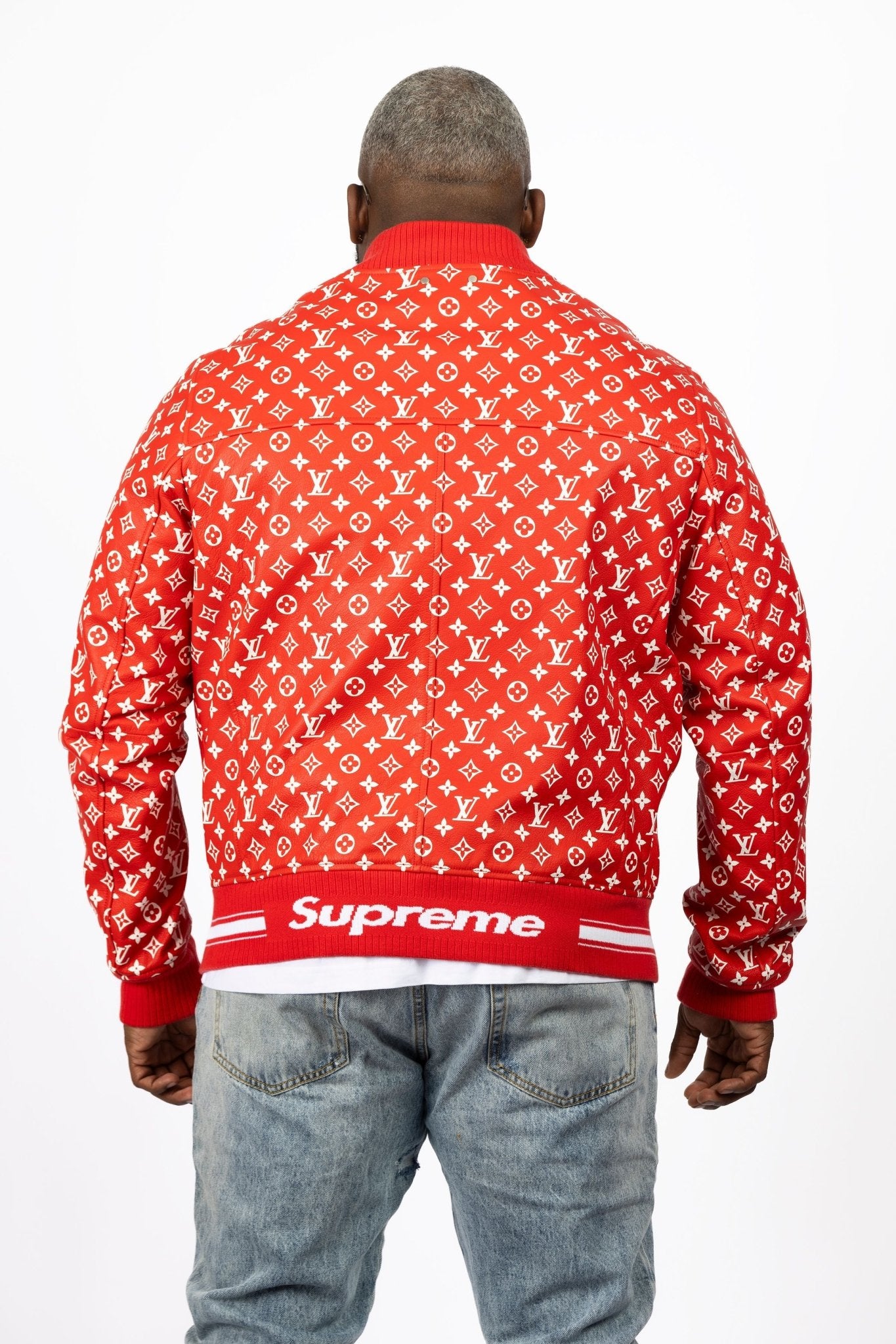 Supreme x Louis Vuitton Leather Monogram Bomber - supergl0rious